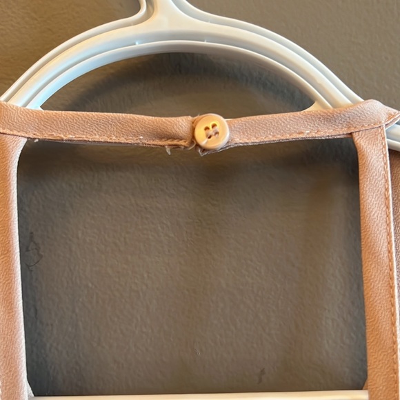 🌟HP 19 Cooper Mini Dress Cutouts Zipper & Button | Nude / Tan / Cream | Size L - Picture 6 of 8